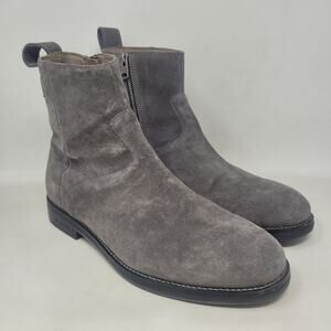 AllSaints Boots Mens EU42 US9 Gray Suede Hollow Chelsea Ankle Zip Minimalist